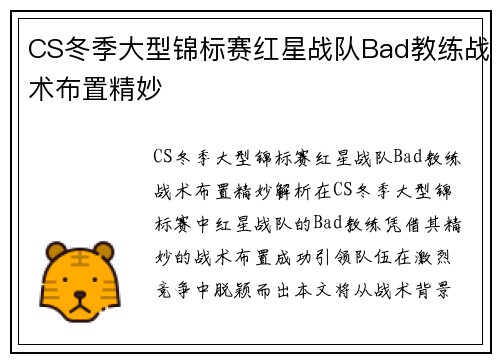 CS冬季大型锦标赛红星战队Bad教练战术布置精妙